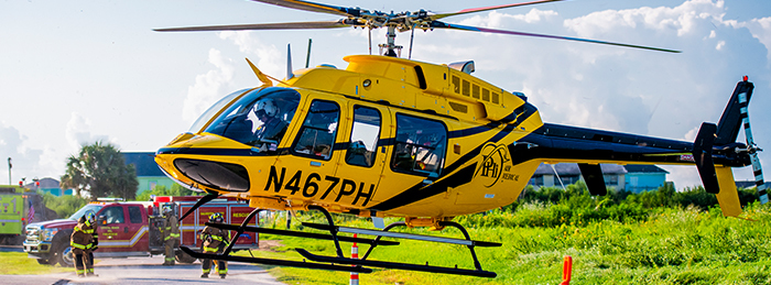 PHI Black and Yellow Air Ambulance Helicopter