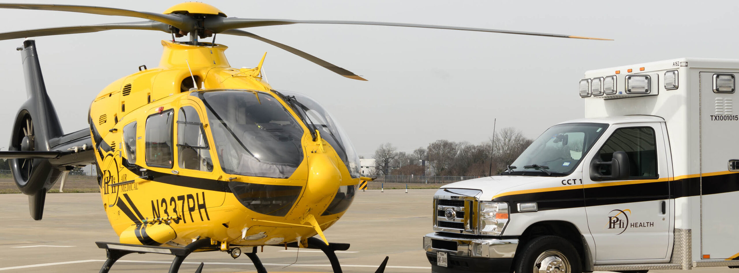 PHI Air medical yellow black helicopter