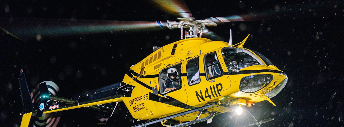 PHI Air Medical Black and Yellow Helicopters for emergency transport