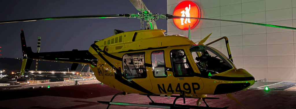 PHI Black Yellow helicopter medical transport